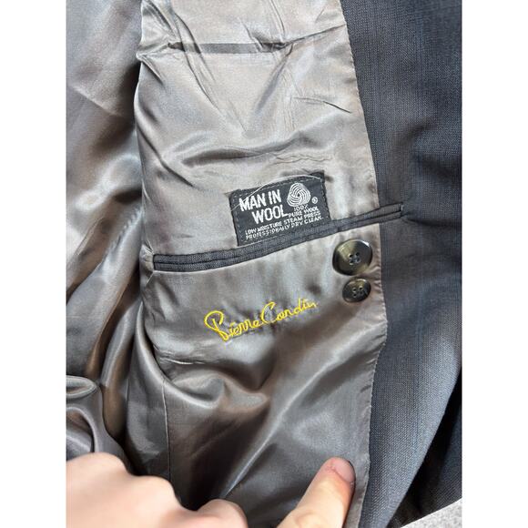 Vintage 90s Pierre Cardin Wool Sport Coat Blazer Jacket Mens 43R Gray Austria - Picture 3 of 8